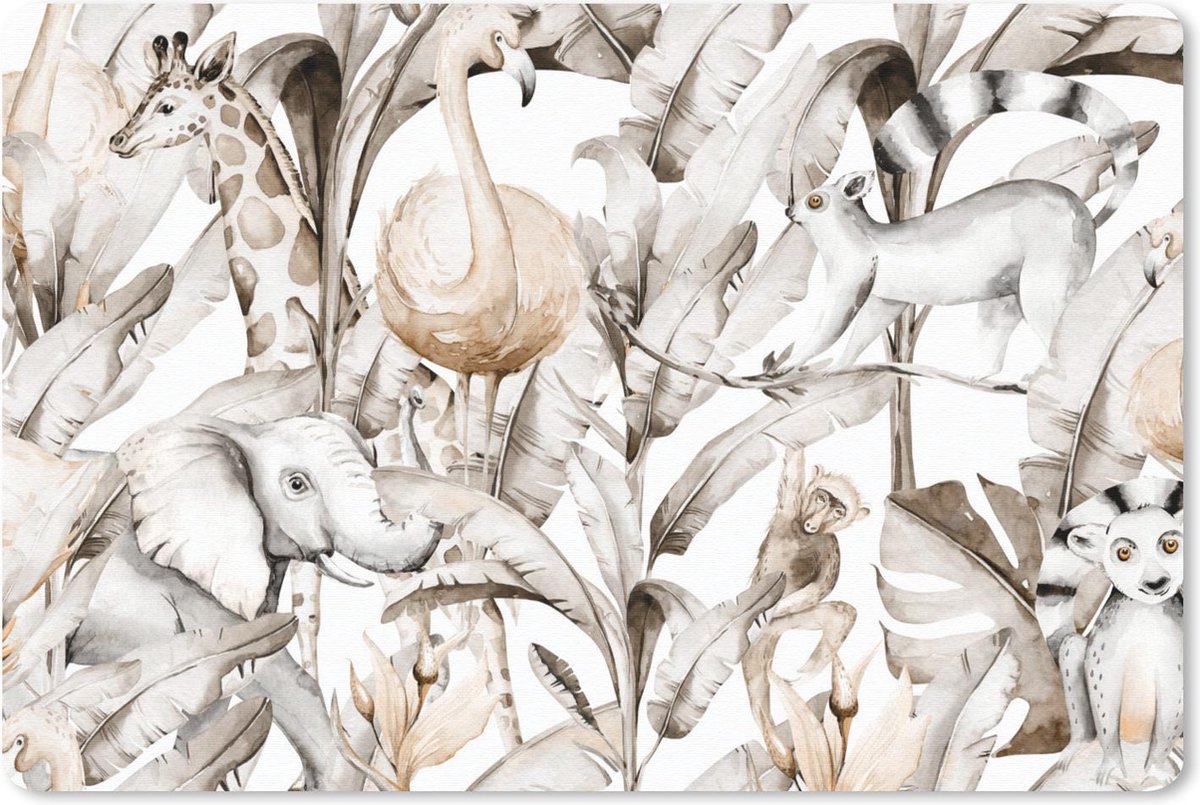 Muismat - Mousepad - Waterverf - Dieren - Planten - 27x18 cm - Muismatten