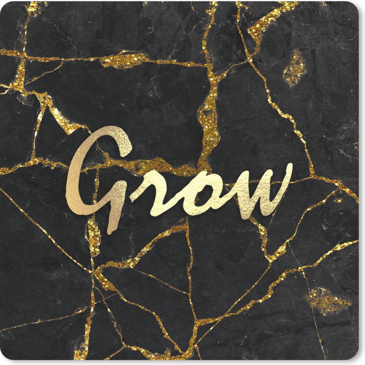Muismat 20x20 cm - Mousepad Quote - Groei - Goud - Marmer print - Muismatten