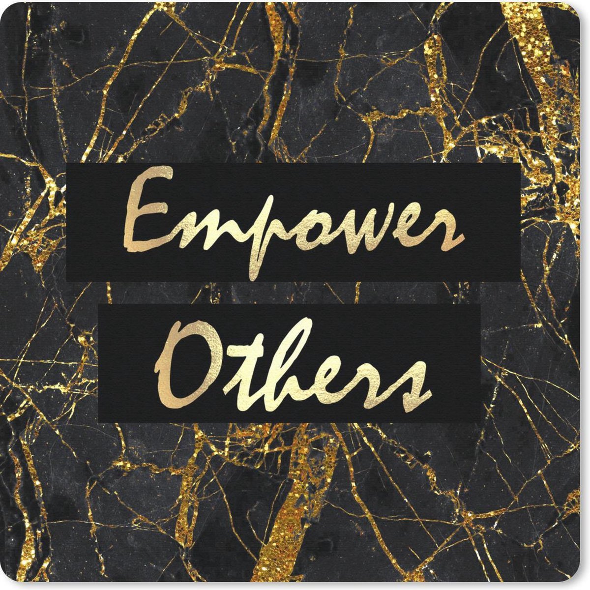 Muismat 30x30 cm - Mousepad Quote - Power - Goud - Marmer print - Muismatten