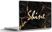 Laptop sticker - 13.3 inch - Quote - Shine - Goud - Marmer - 31x22,5cm - Laptopstickers - Laptop skin - Cover