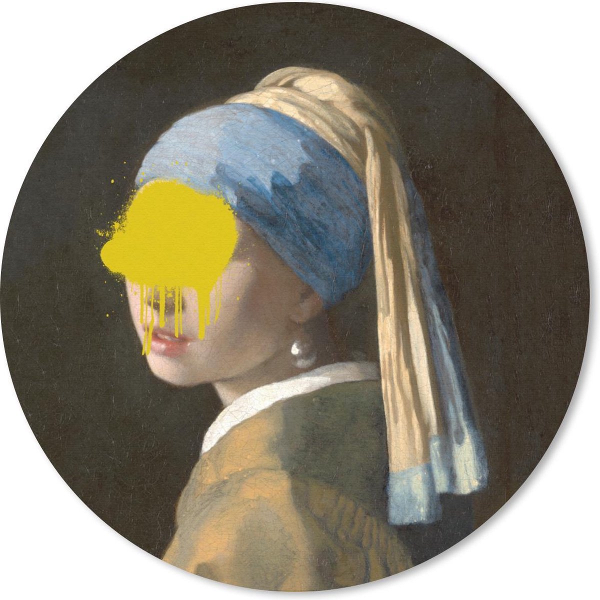 Muismat rond 20x20 cm - Mousepad Meisje met de parel - Vermeer - Kunst - Ronde muismatten