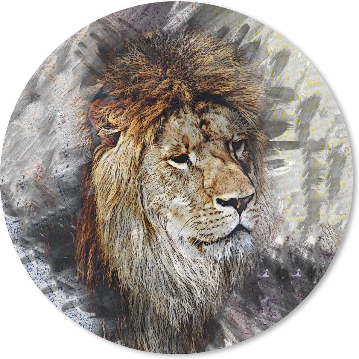 Muismat rond 20x20 cm - Mousepad Leeuw - Patronen - Kleuren - Ronde muismatten