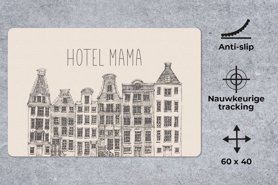 Bureau onderlegger - Muismat - Bureau mat - Hotel mama - Spreuken - Quotes - Moeder - 60x40 cm
