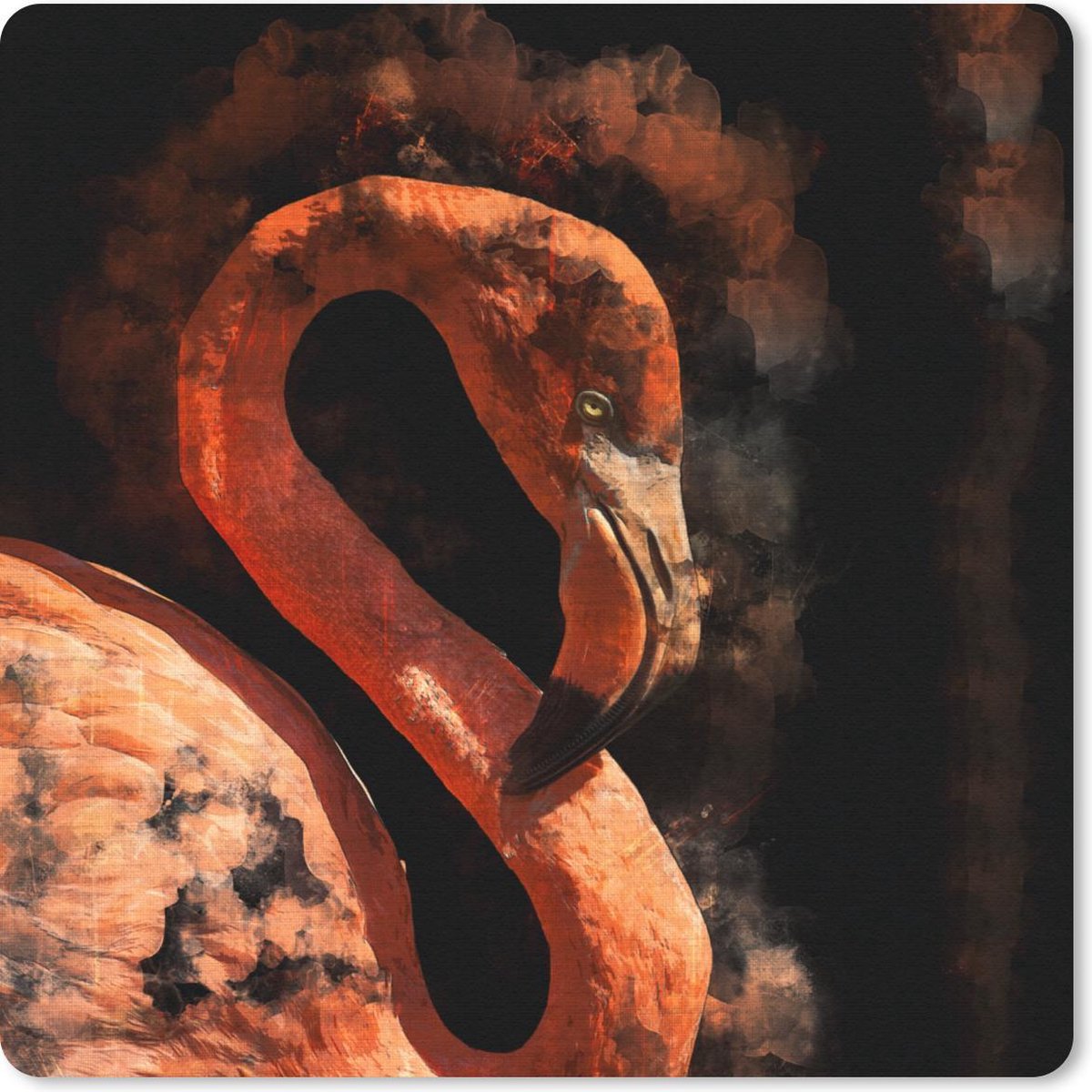 Muismat 30x30 cm - Mousepad Flamingo - Verf - Vogel - Muismatten