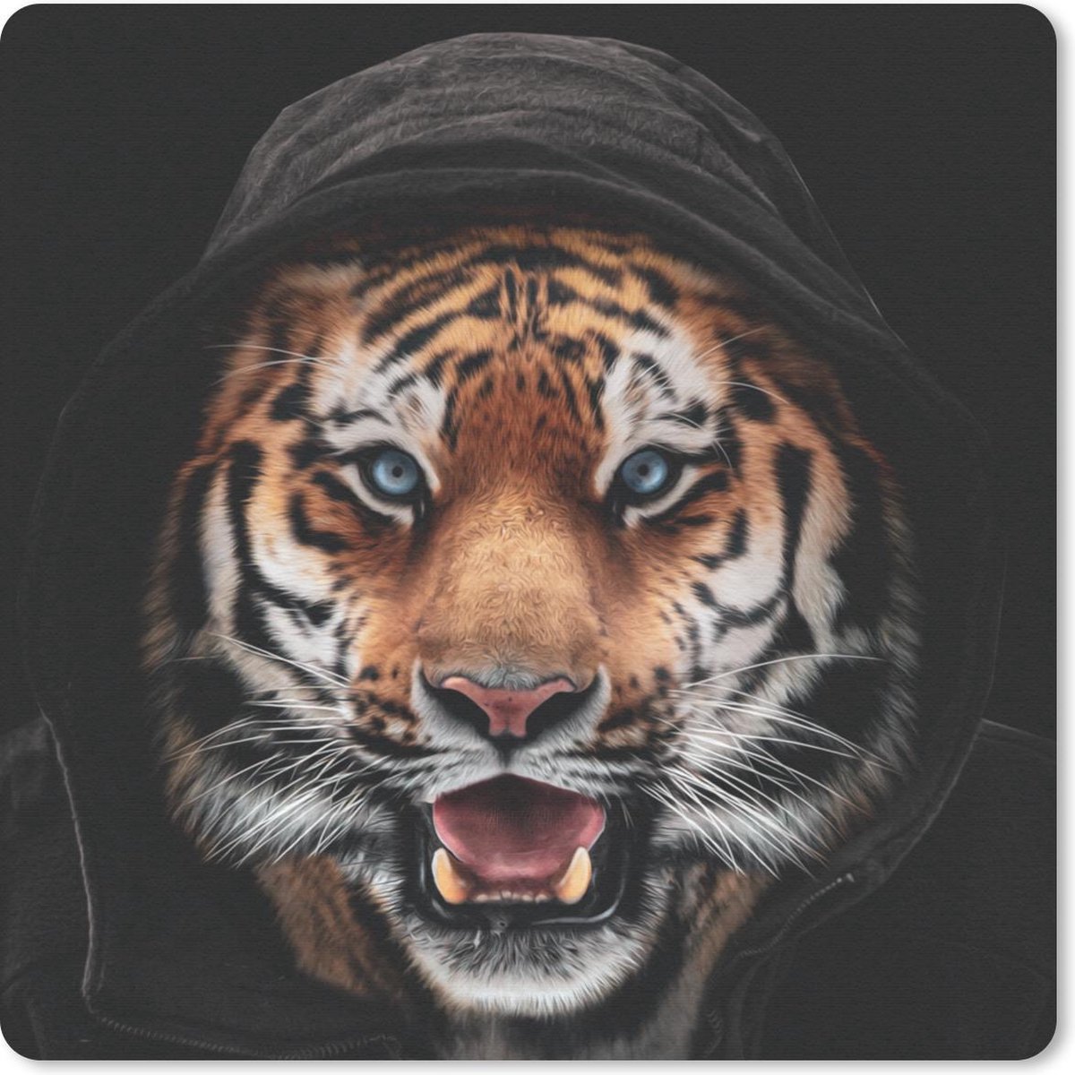 Muismat 30x30 cm - Mousepad Tijger - Kleding - Blauw - Muismatten
