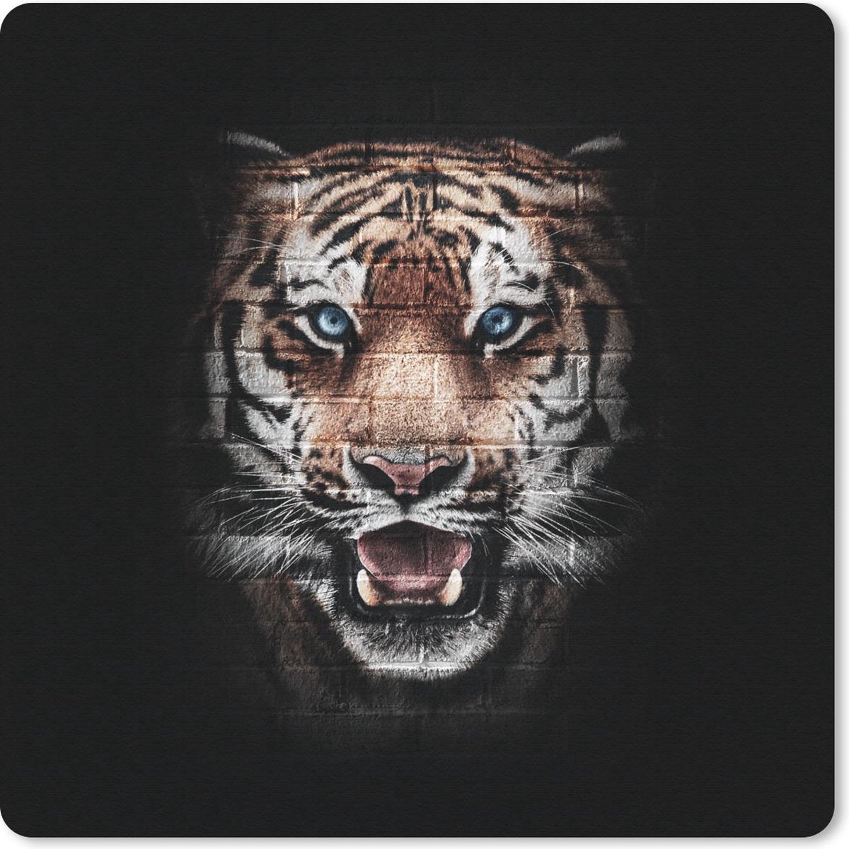 Muismat 20x20 cm - Mousepad Tijger - Steen - Muur - Muismatten