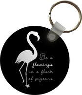 Porte-clés - Flamingo - Lettres - Wit - Plastique - Rond - Cadeaux à distribuer