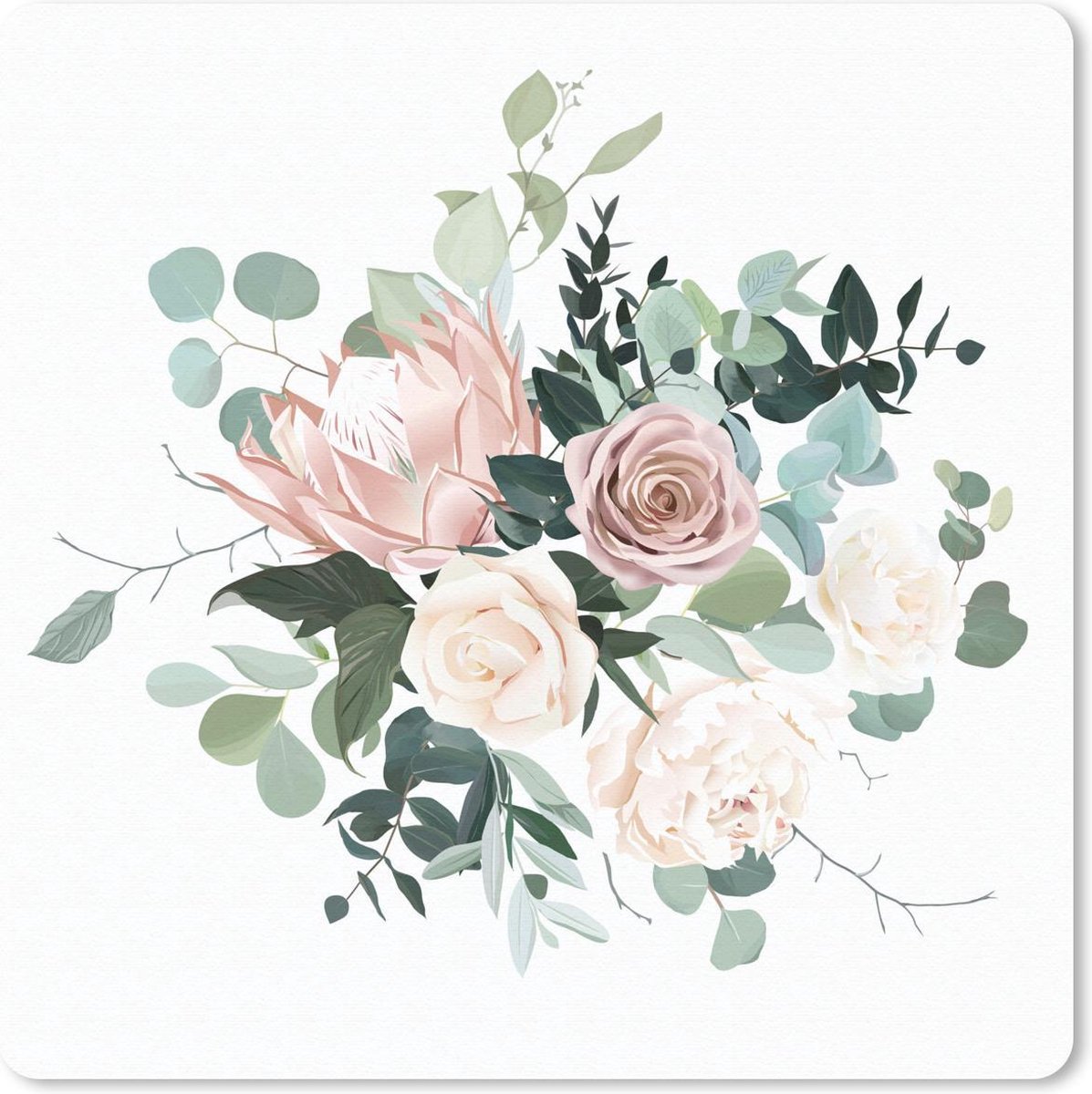 Muismat 30x30 cm - Mousepad Bloemen - Rozen - Pioenroos - Muismatten