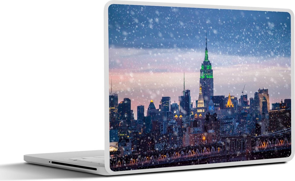 Laptop sticker - 17.3 inch - New York - Sneeuw - Nacht - SleevesAndCases