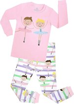 Elowel - Meisjes Pyjama 2 Delig, 100% Katoen, Comfortabel, Slim fit Broek | 4 Jaar | Ballerina van de dans