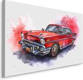 Schilderij - Rode Oldtimer, print op canvas, premium print