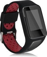 kwmobile bandje compatibel met TomTom Adventurer/Runner 3/Spark 3/Golfer 2 - Armband voor fitnesstracker in zwart / rood - Horlogeband