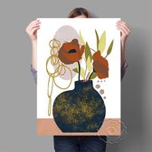 Moderne Botanische Print Muur Art Poppy Print Poster 21x30cm Multi-color