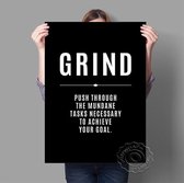 Grind Motivational Poster Zwart 20x25cm Multi-color