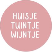 Muurcirkel huisje tuintje wijntje roze Ø 20 cm / Forex