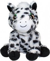 Knuffel pony Snow 15 cm wit, zwart