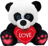 knuffelpanda met hartje junior 12 cm zwart