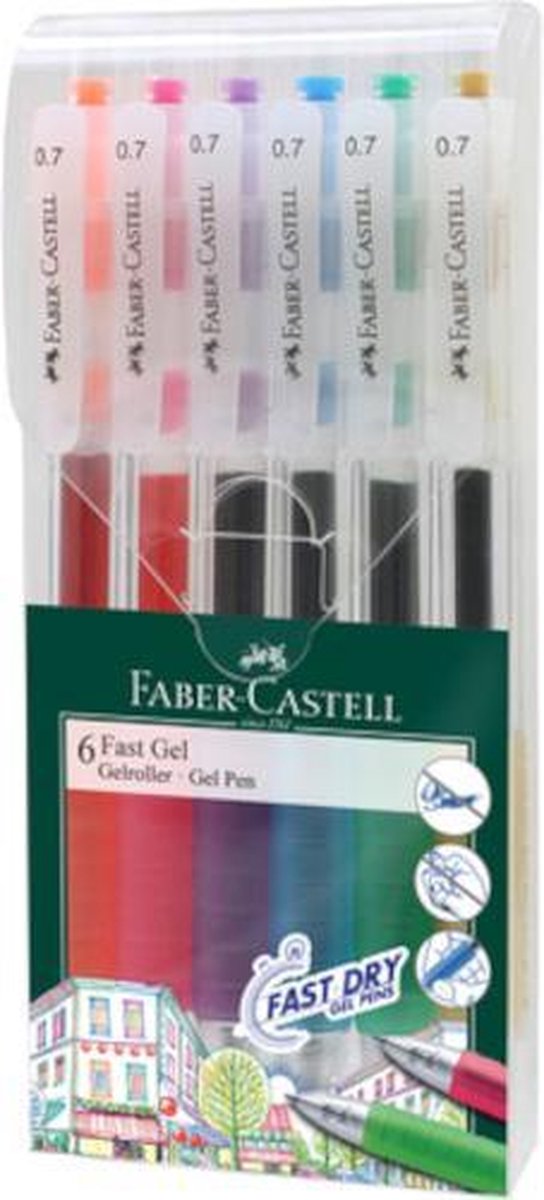 Faber Castell Gelpennen Fast Gel Junior 0,7 Mm 17 Cm 6 Stuks
