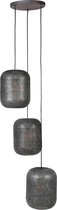 Hanglamp met 3 kappen in antiek zilverkleurig metaal