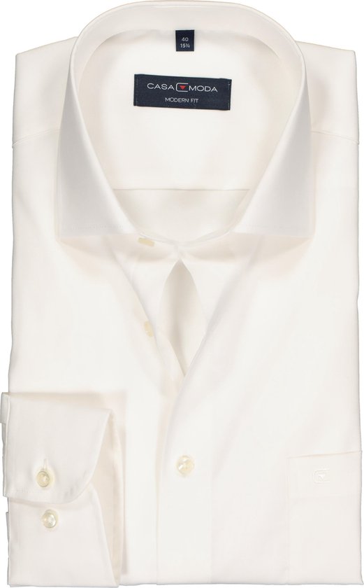 CASA MODA modern fit overhemd - mouwlengte 72 cm - beige / off white - Strijkvriendelijk - Boordmaat: 40