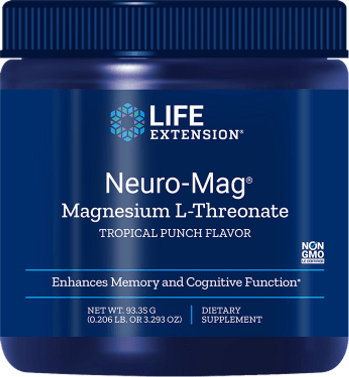 Life Extension - Neuro-Mag® Magnesium L-Threonaat / L-Threonate - Magtein® - 93.35 gram - Poeder - Tropical Punch - Voedingssupplementen