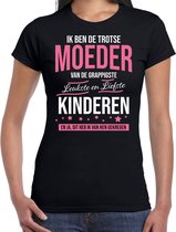 Trotse moeder / kinderen cadeau t-shirt zwart voor dames - Verjaardag / Moederdag - Cadeau / bedank shirt M