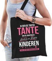 Trotse tante / kinderen cadeau tas zwart voor dames - kado tas / tasje / shopper - Tante cadeau