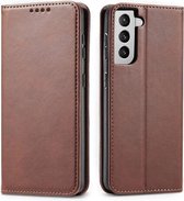 Casecentive Luxe Leren Wallet case - Portemonnee hoesje - Samsung Galaxy S21 bruin