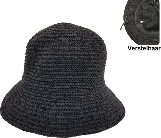 Mooie hoed Dames ZWART- Zonnehoed UV bestendig HOED (UPF50+) - Gehaakte ,  licht -... | bol.com