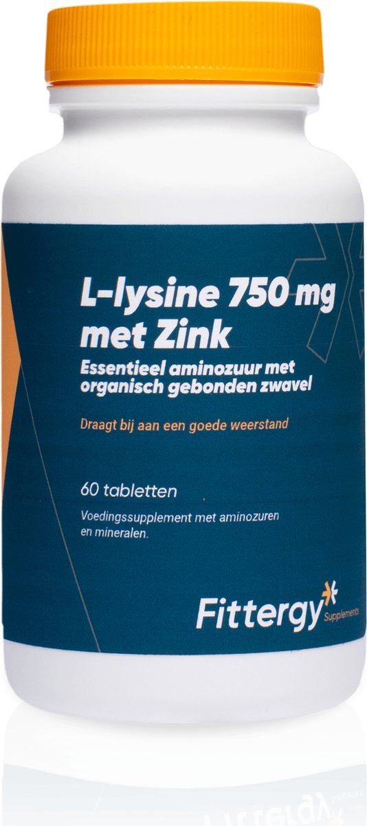Goedkoopste Fittergy Supplements - L-Lysine 750 mg met Zink - 60 tabletten - Aminozuren - vegan - voedingssupplement