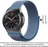 22mm Kaaps Blauwe Nylon sporthorlogeband geschikt voor bepaalde 22mm smartwatches van verschillende bekende merken (zie lijst met compatibele modellen in producttekst) - Maat: zie maatfoto – Blue Nylon Strap - 22 mm