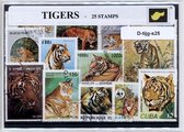 Tijgers – Luxe postzegel pakket (A6 formaat) : collectie van 25 verschillende postzegels van tijgers – kan als ansichtkaart in een A6 envelop - authentiek cadeau - kado - geschenk