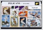 Pelikanen – Luxe postzegel pakket (A6 formaat) : collectie van 25 verschillende postzegels van pelikanen – kan als ansichtkaart in een A6 envelop - authentiek cadeau - kado - gesch
