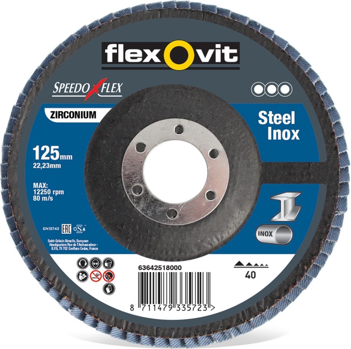Flexovit Speedoflex - Vlaklamelschijven - 125x22mm - Korrelgrofte 60 - Conisch
