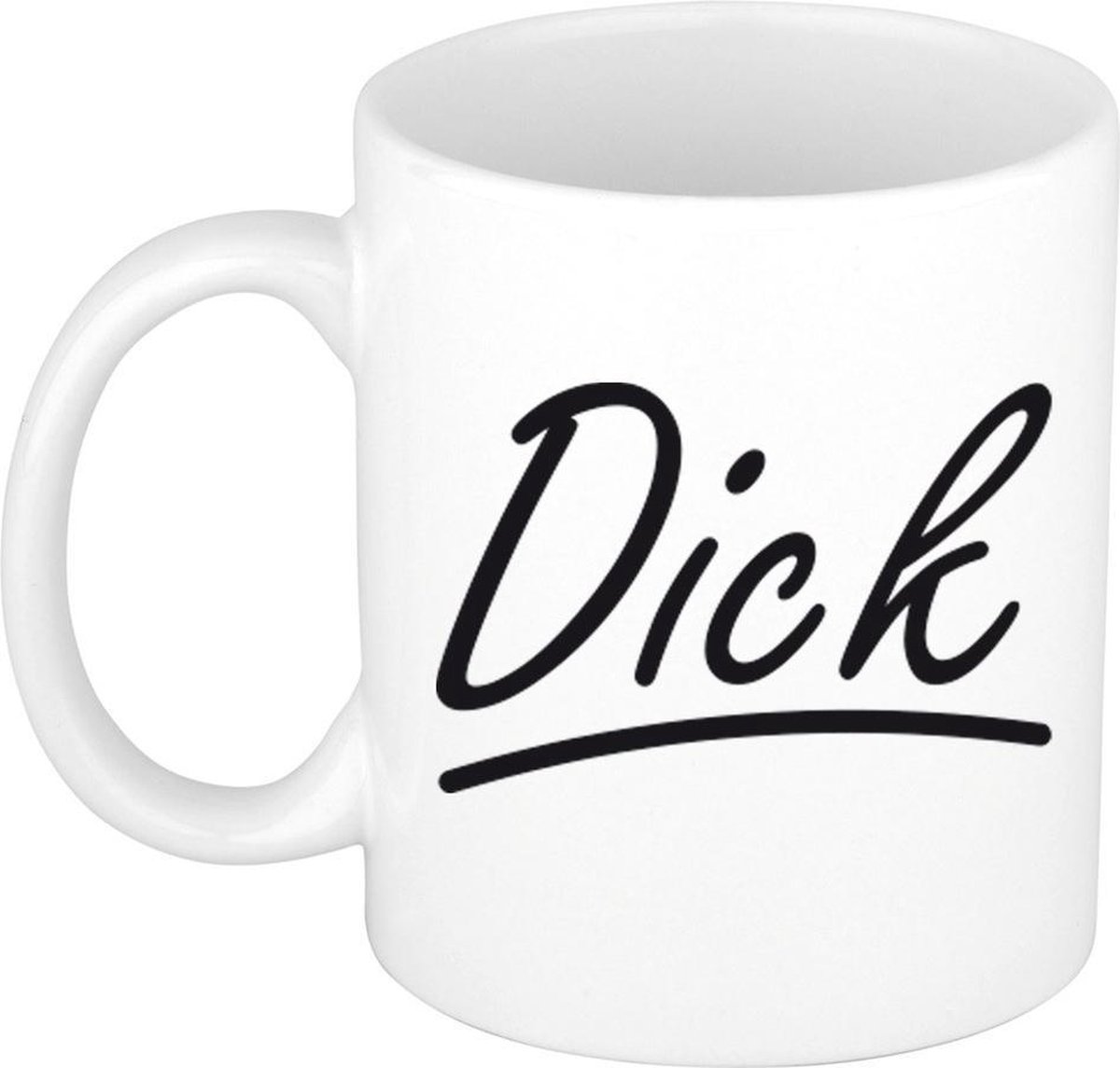 Dick naam cadeau mok / beker met sierlijke letters - Cadeau collega/ vaderdag/ verjaardag of persoonlijke voornaam mok werknemers