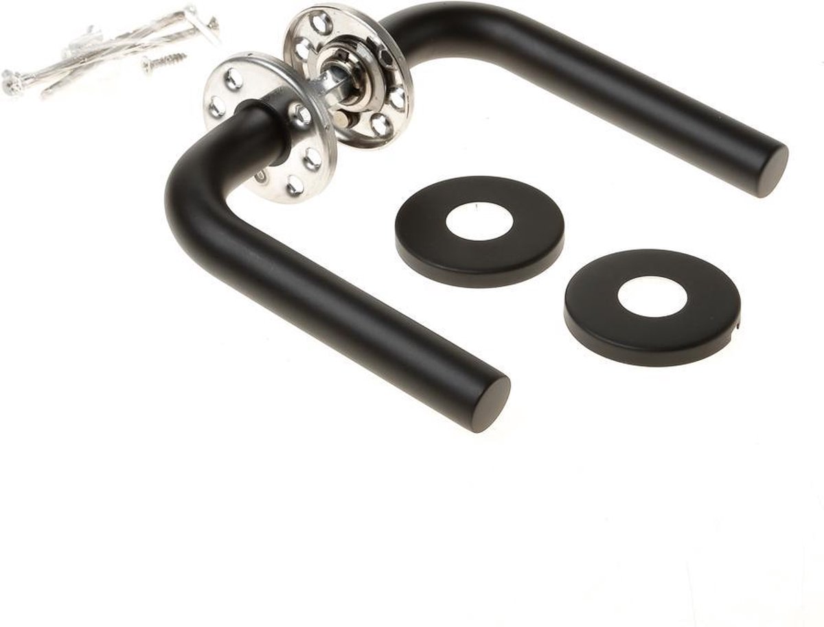 Formani Deurklink Basics LB3-19 Deurkruk Geveerd Op Rozet Mat Zwart
