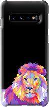 Samsung Galaxy S10 Telefoonhoesje - Premium Hardcase Hoesje - Dun en stevig plastic - Met Dierenprint - Leeuw - Roze