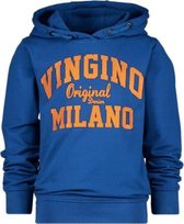 Vingino Hoodie Basic Logo Jongens Katoen Blauw/oranje Maat 104