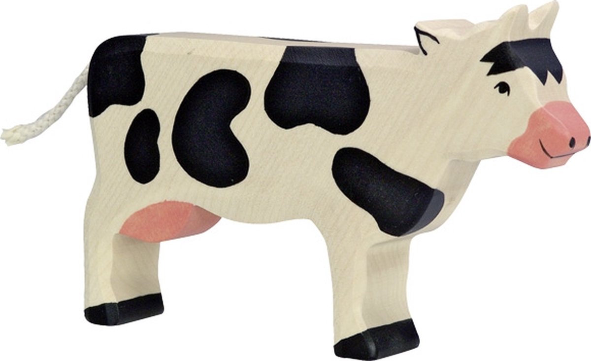 HOLZTIGER Boerderij - Koe Staand - 18X3X11Cm - Houten Figuur - Handgemaakt