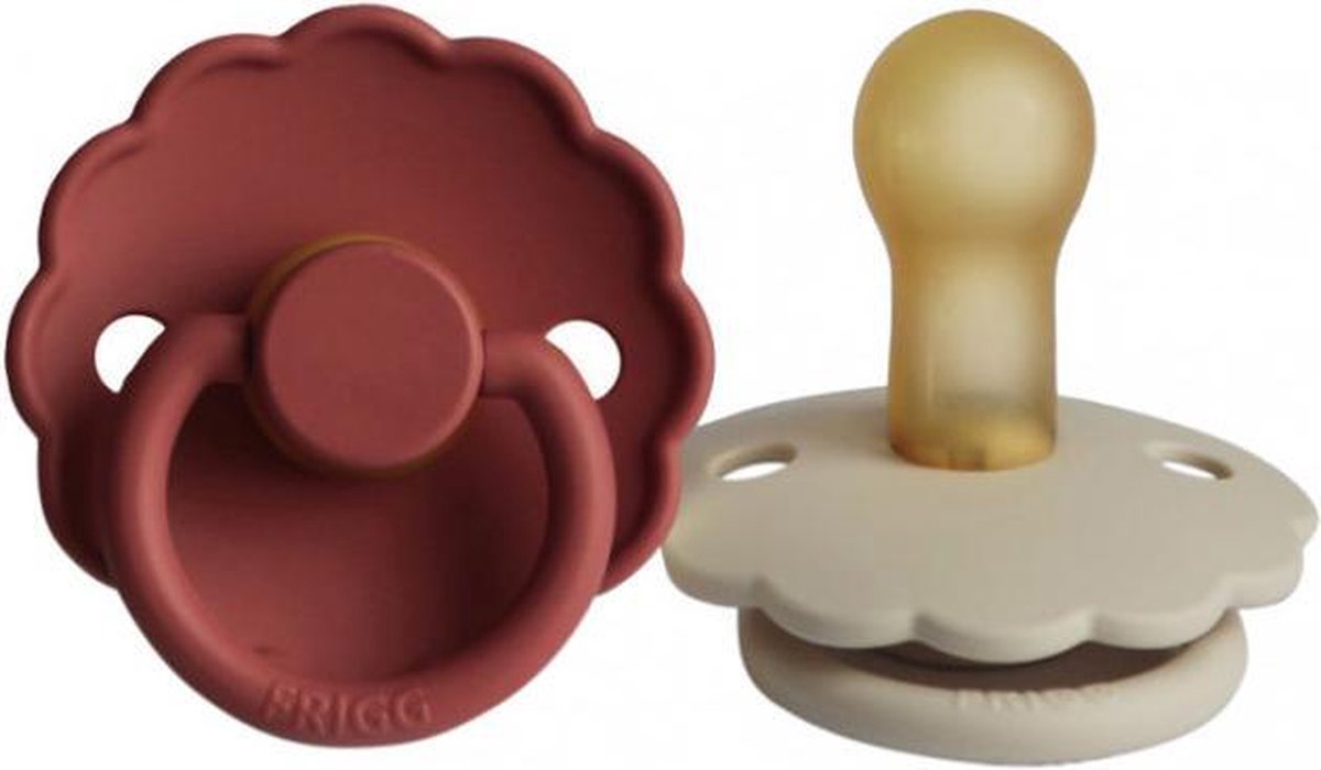 Goedkoopste Frigg fopspeen - maat 2 6-18 maanden - 2 stuks - daisy - baked clay - cream