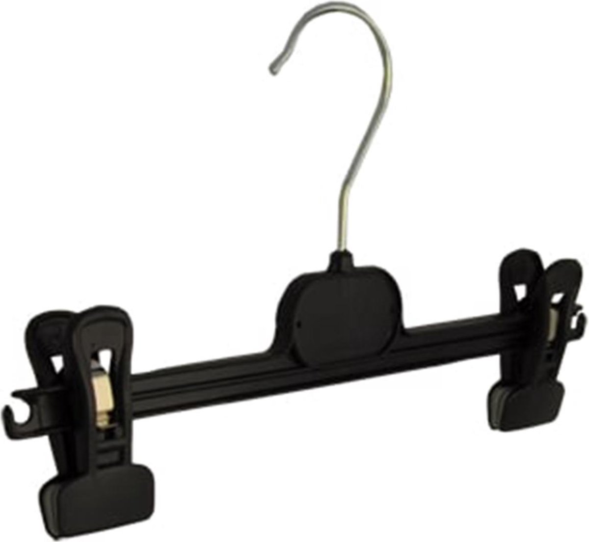 De Kledinghanger Gigant - 10 x Rokhanger / broekhanger / pantalonhanger / knijperhanger (PG30) kunststof zwart met anti-slip knijpers, 30 cm