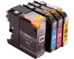 Set 4x ABC huismerk inkt cartridge geschikt voor Brother LC22U XL voor DCP-J785W MFC-J985DW