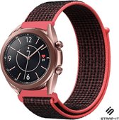 Nylon Smartwatch bandje - Geschikt voor  Samsung Galaxy Watch 3 - 41mm nylon bandje - zwart/rood - Strap-it Horlogeband / Polsband / Armband