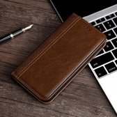 Voor Xiaomi Redmi Note 10 5G Raster Textuur Magnetische PU + TPU Horizontale Flip Lederen Case met Houder & Kaartsleuf (Bruin)
