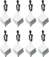 8x stuks tafelkleedgewichtjes zilveren vierkanten/blokken 3.5 cm - Tafelkleedhangers - Tafelzeilgewichtjes