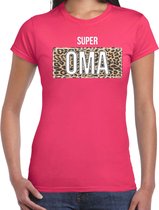 Super oma cadeau t-shirt met panterprint - roze - dames - oma bedankt kado shirt XS