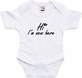 Hi Im new here gender reveal jongen cadeau tekst baby rompertje wit - Kraamcadeau - Babykleding 92 (18-24 maanden)