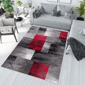 Tapiso Jawa Vloerkleed Rood Grijs Modern Laagpolig Tapijt Maat- 140x190