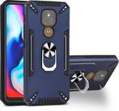 Voor Motorola Moto E7 Plus PC + TPU-beschermhoes met 360 graden draaibare ringhouder (koningsblauw)