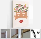 Set of abstract female shapes and silhouettes on textured background. Abstract women eyes face in pastel colours - Modern Art Canvas - Vertical - 1887302683 - 40-30 Vertical